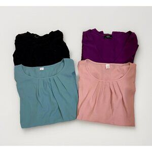 Lot of 4 Plus Size 2x Short Sleeve Shirts Business Casual Blouses Work Tops NWOT